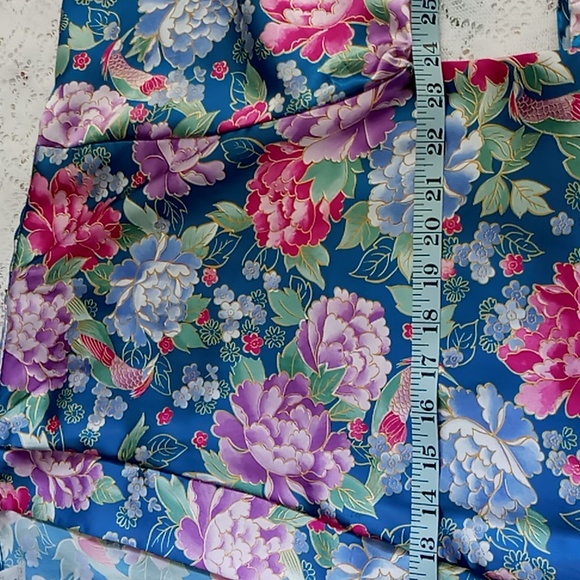 Vintage Copacabana Satin Feel Short Robe Floral Size Medium - Picture 8 of 13